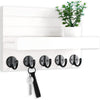 Lwenki Key Holder for Wall, Decorative Key and Mail Holder with Shelf Has Large Hooks for Bags, Coats, Umbrella – Paulownia Wood Key Hanger with Mounting Hardware (9.8”W x 6.7”H x 4.2”D)