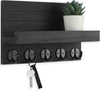 Lwenki Key Holder for Wall, Decorative Key and Mail Holder with Shelf Has Large Hooks for Bags, Coats, Umbrella – Paulownia Wood Key Hanger with Mounting Hardware (9.8”W x 6.7”H x 4.2”D)