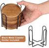 6 Pcs Best Wooden Coasters with Holder Coffee Table Decor Acacia Wood Coaster Set Modern Cup Coaster for Drink Home Dining Table Kitchen Accessories Cute Beer Bar Decorative Rustic Outdoor Coasters