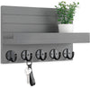 Lwenki Key Holder for Wall, Decorative Key and Mail Holder with Shelf Has Large Hooks for Bags, Coats, Umbrella – Paulownia Wood Key Hanger with Mounting Hardware (9.8”W x 6.7”H x 4.2”D)