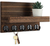 Lwenki Key Holder for Wall, Decorative Key and Mail Holder with Shelf Has Large Hooks for Bags, Coats, Umbrella – Paulownia Wood Key Hanger with Mounting Hardware (9.8”W x 6.7”H x 4.2”D)