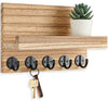 Lwenki Key Holder for Wall, Decorative Key and Mail Holder with Shelf Has Large Hooks for Bags, Coats, Umbrella – Paulownia Wood Key Hanger with Mounting Hardware (9.8”W x 6.7”H x 4.2”D)