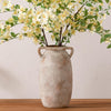 Dobbyby Ceramic Flower Vase 7.6 inch Farmhouse Rustic Vase Decorative Pottery Terracotta Vases for Home Decor Table Mantle Fireplace Living Room Bathroom Wedding Centerpiece (Whitewashed)