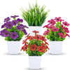 Der Rose 4 Pack Fake Plants Mini Artificial Greenery Potted Plants for Home Decor Indoor Office Table Room Farmhouse Bathroom Decor
